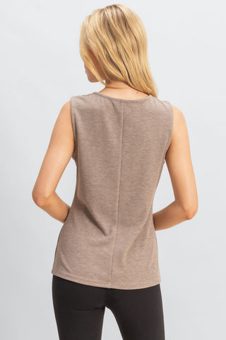 Rib-Knit Button-Front Sleeveless Top