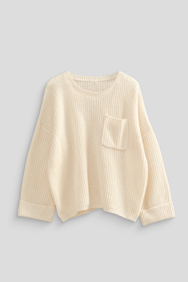  Forever 21 Oversized Patch Pocket Sweater - off white - Bonton