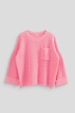 Oversized Patch Pocket Sweater