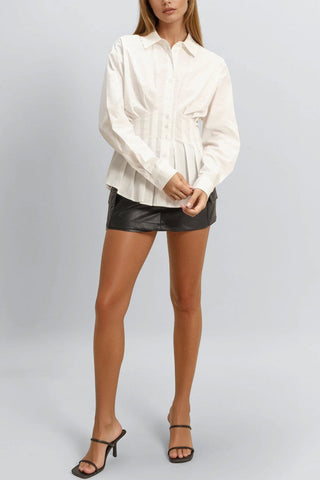 Pleated Poplin Peplum Shirt