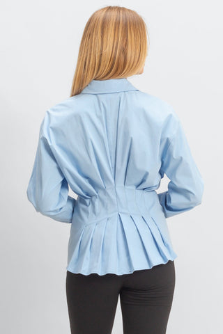 Pleated Poplin Peplum Shirt