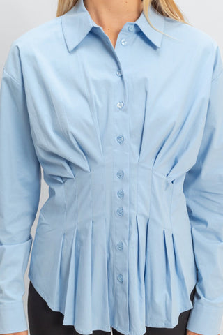 Pleated Poplin Peplum Shirt