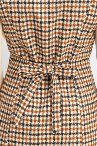 Sleeveless Houndstooth Button-Front Mini Dress