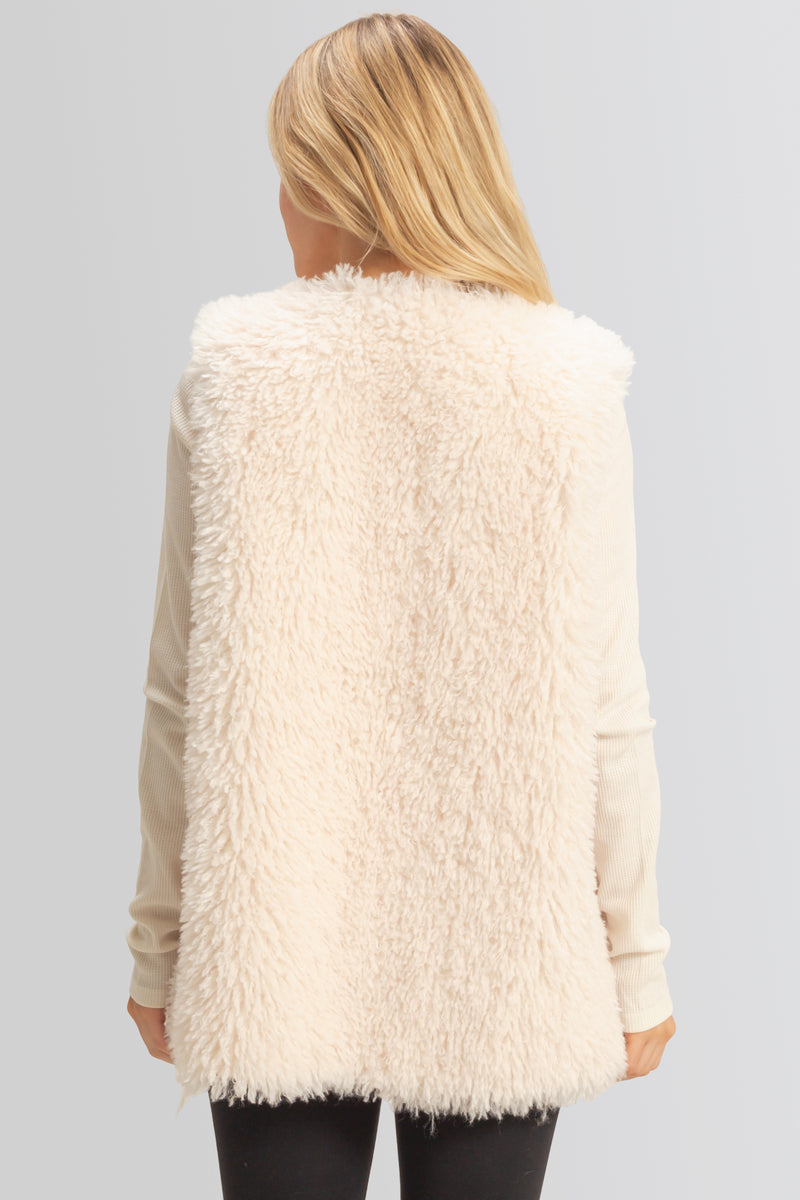  Forever 21 Fuzzy Longline Vest - taupe - Bonton