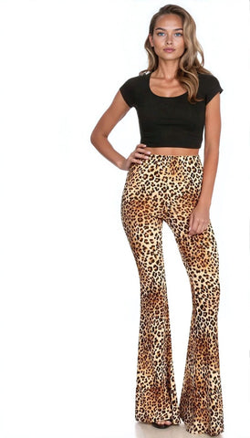 Leopard Print Flare Pants