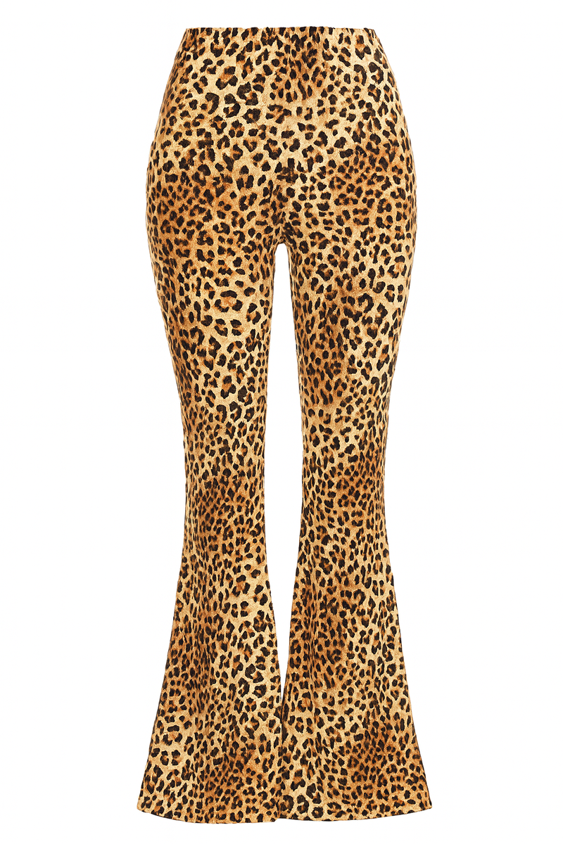  Forever 21 Leopard Print Flare Pants - taupe-multi - Bonton