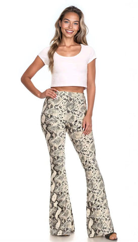 Snake Print Flare Pants