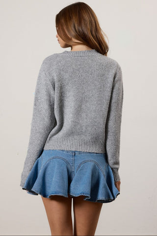 Bow Applique Cardigan Sweater