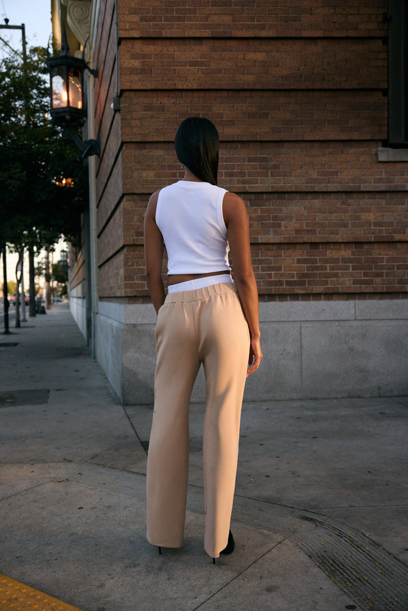  Forever 21 Ponte-Knit Straight-Leg Pants - sand - Bonton