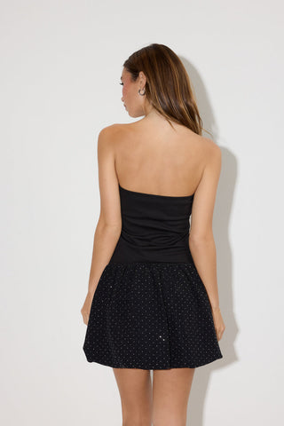 Strapless Ponte Knit Bubble Hem Dress
