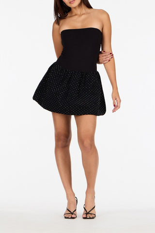 Strapless Ponte Knit Bubble Hem Dress