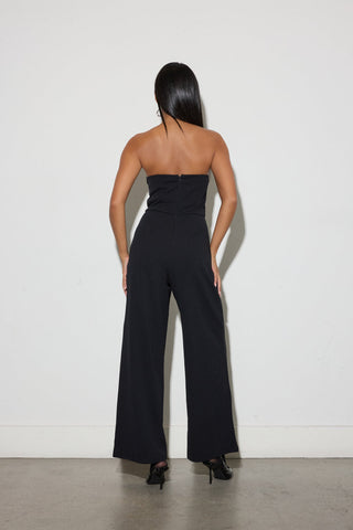 Rhinestone-Trim Strapless Jumpsuit