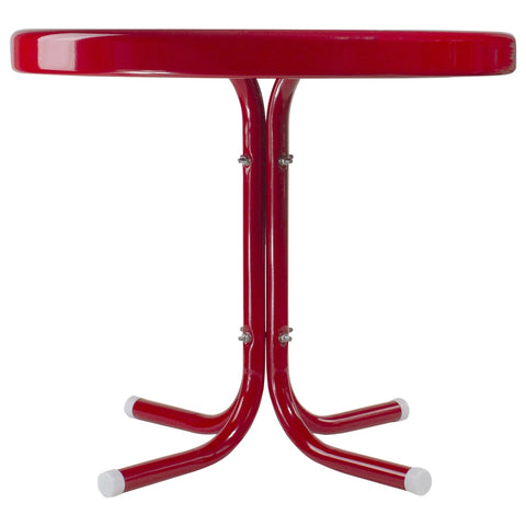 22" Outdoor Retro Tulip Steel Side Table  Red