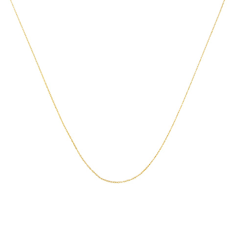 Solid 10K Yellow Gold 0.5Mm Slim And Dainty Rope Chain Necklace. Unisex Chain - Size 16" Inches