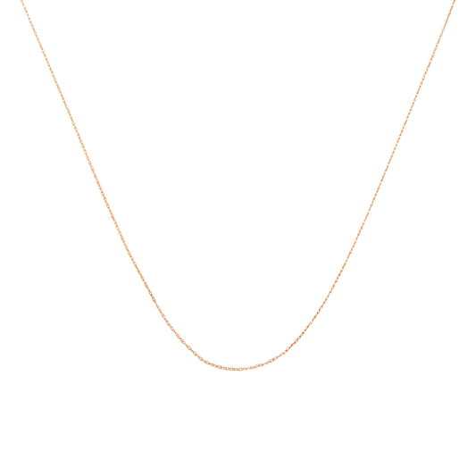 Solid 10K Rose Gold 0.5Mm Rope Chain Necklace. Unisex Chain - Size 18" Inches