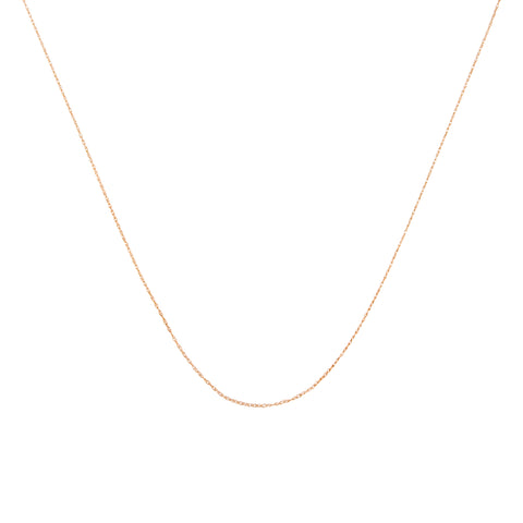 Solid 10K Rose Gold 0.5Mm Rope Chain Necklace. Unisex Chain - Size 18" Inches