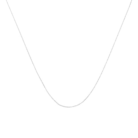 Solid 10K White Gold 0.5Mm Rope Chain Necklace. Unisex Chain - Size 20" Inches