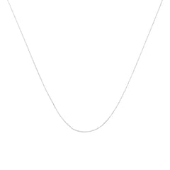 Solid 10K White Gold 0.5Mm Rope Chain Necklace. Unisex Chain - Size 20" Inches