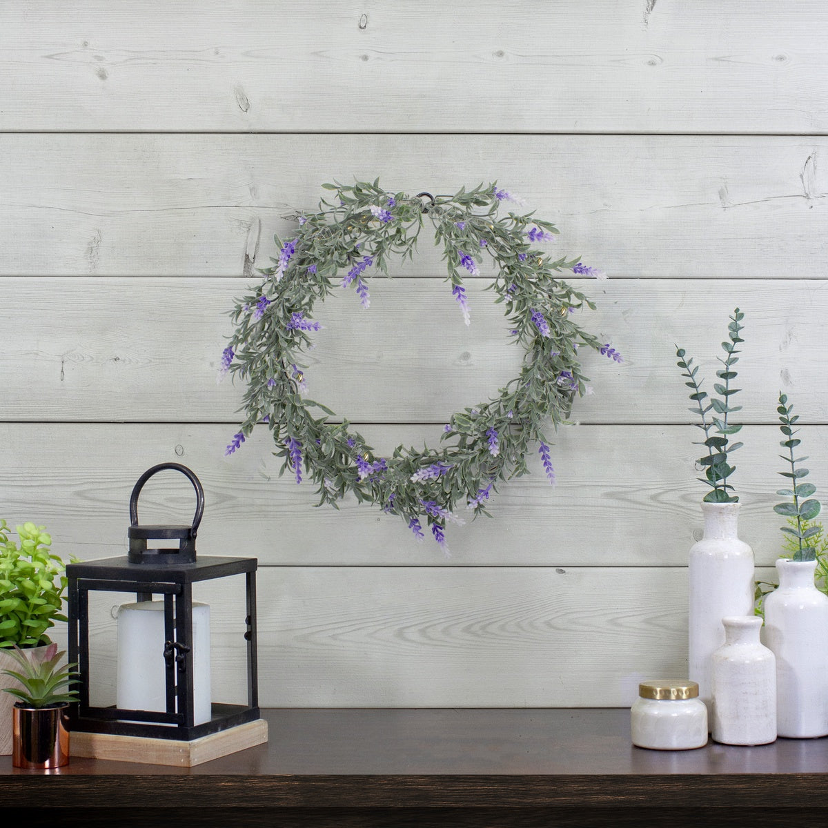  Northlight Pre-Lit Battery Operated Purple Ombre Lavender Spring Wreath- 16