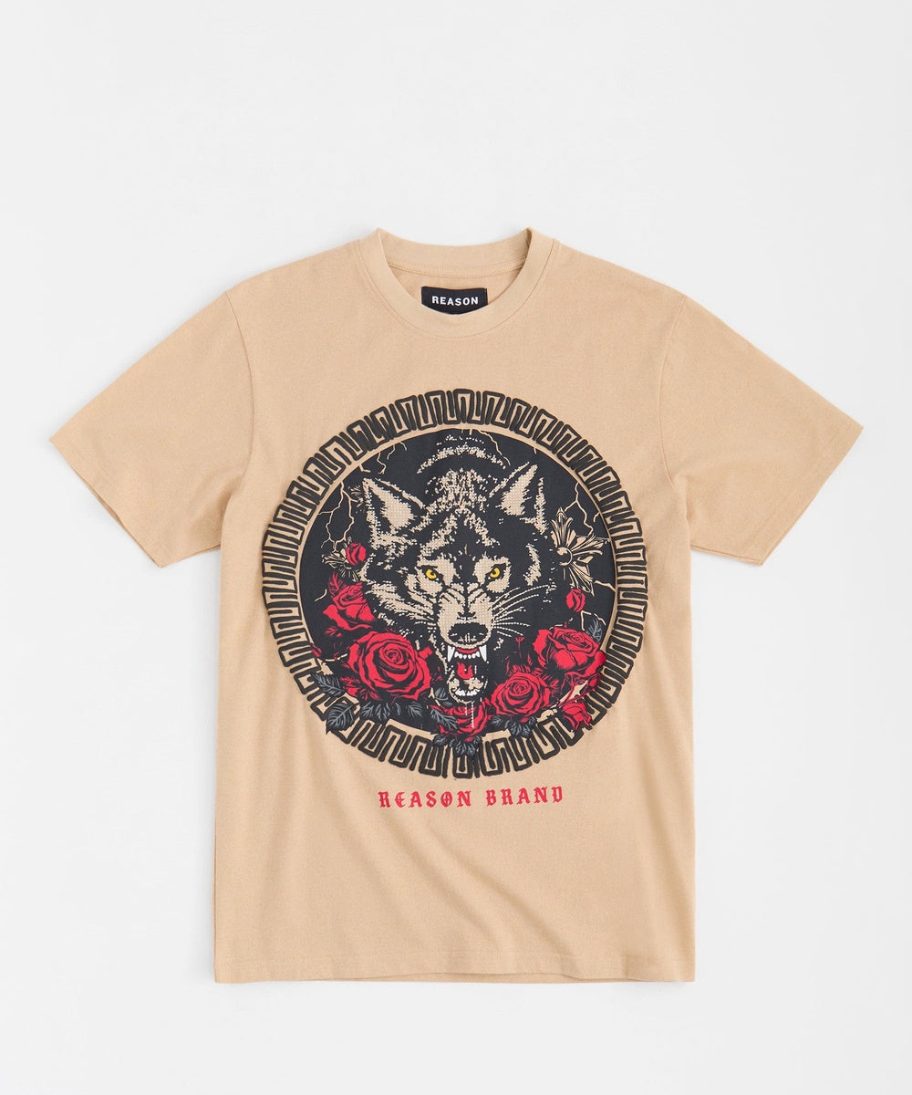  Reason Clothing Rhinestone Short Sleeve Tee - Khaki - KHAKI - Bonton