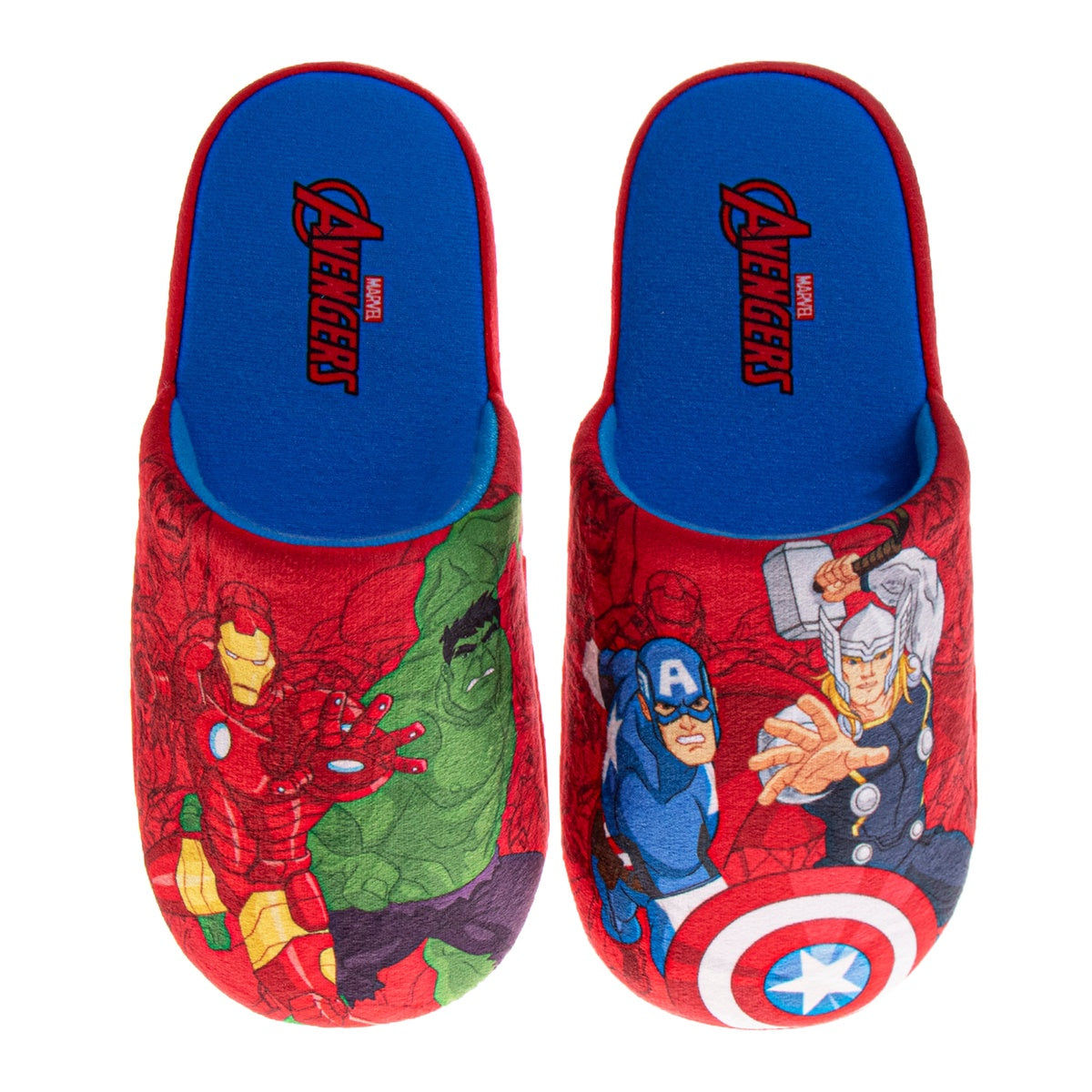  Josmo Marvel Avengers Slippers Captain America Hulk Thor IronMan Boys House Shoes Indoor Cozy Plush Slippers - 11-12 - Bonton