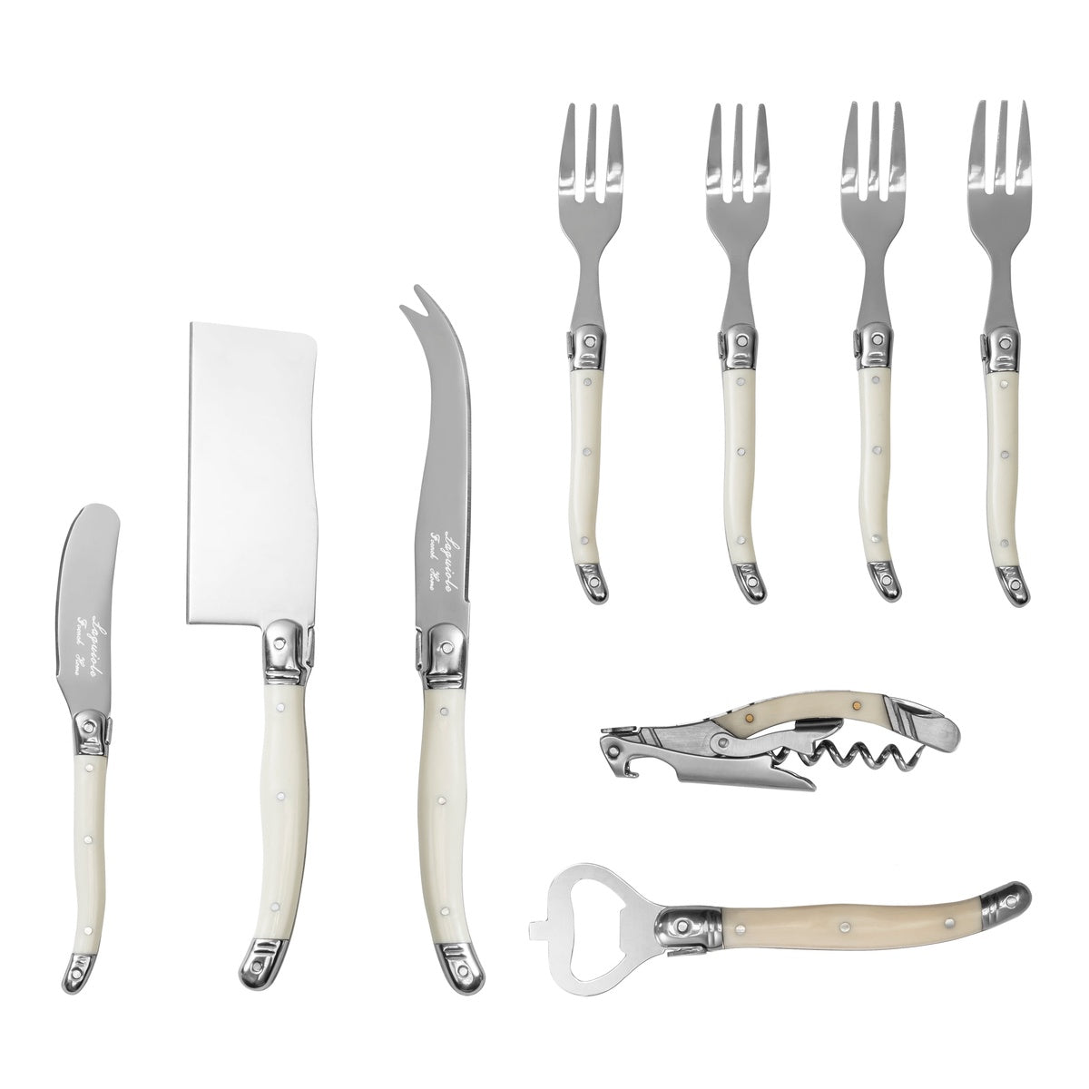  French Home Laguiole Essential 9-Piece Charcuterie and Barware Set With Faux Ivory Handles - Default Title - Bonton