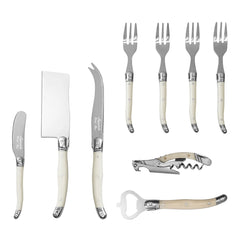 Laguiole Essential 9-Piece Charcuterie and Barware Set With Faux Ivory Handles