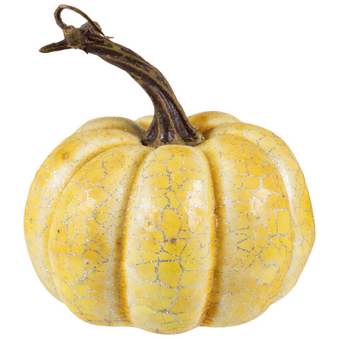 Antiqued Crackle Finish Fall Harvest Pumpkins - 4" - Set of 3 - Yellow