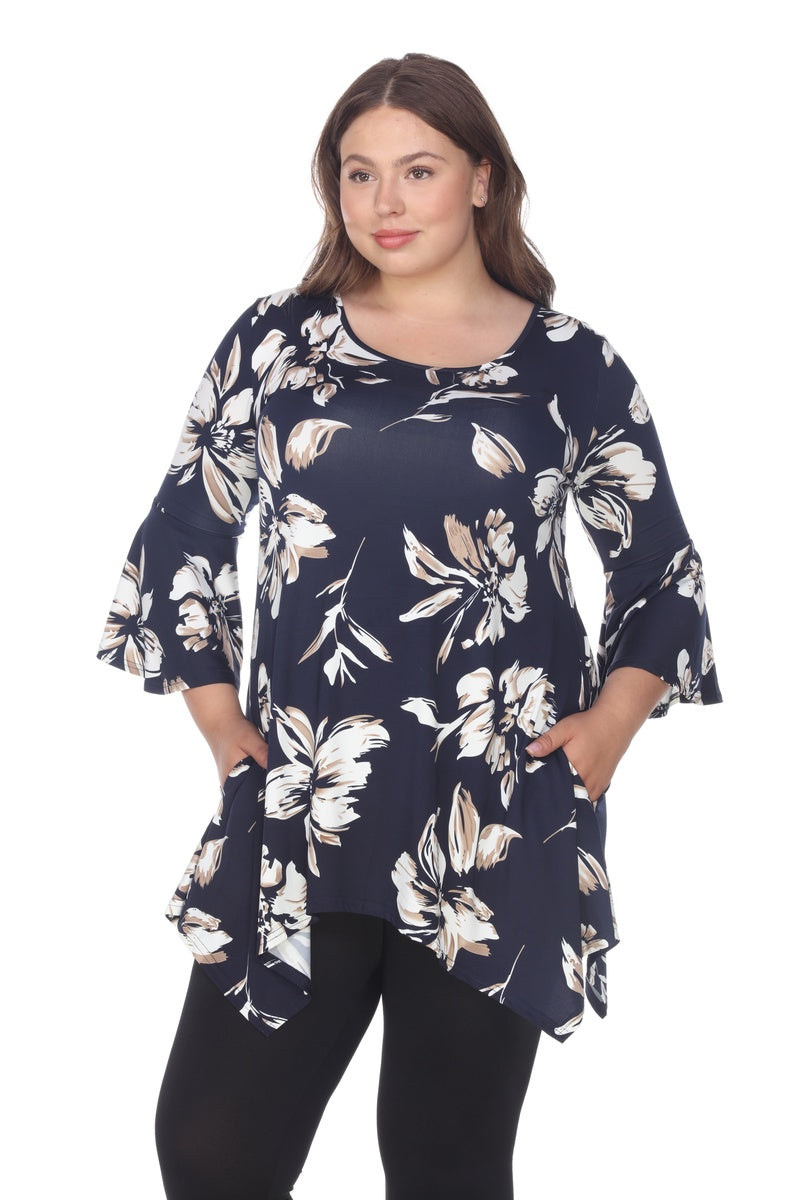  White Mark Plus Size Blanche Tunic Top - 1X - Bonton