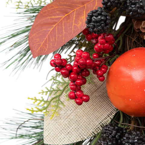 30" Autumn Harvest Mixed Berry and Pomegranate Artificial Teardrop Swag - Unlit
