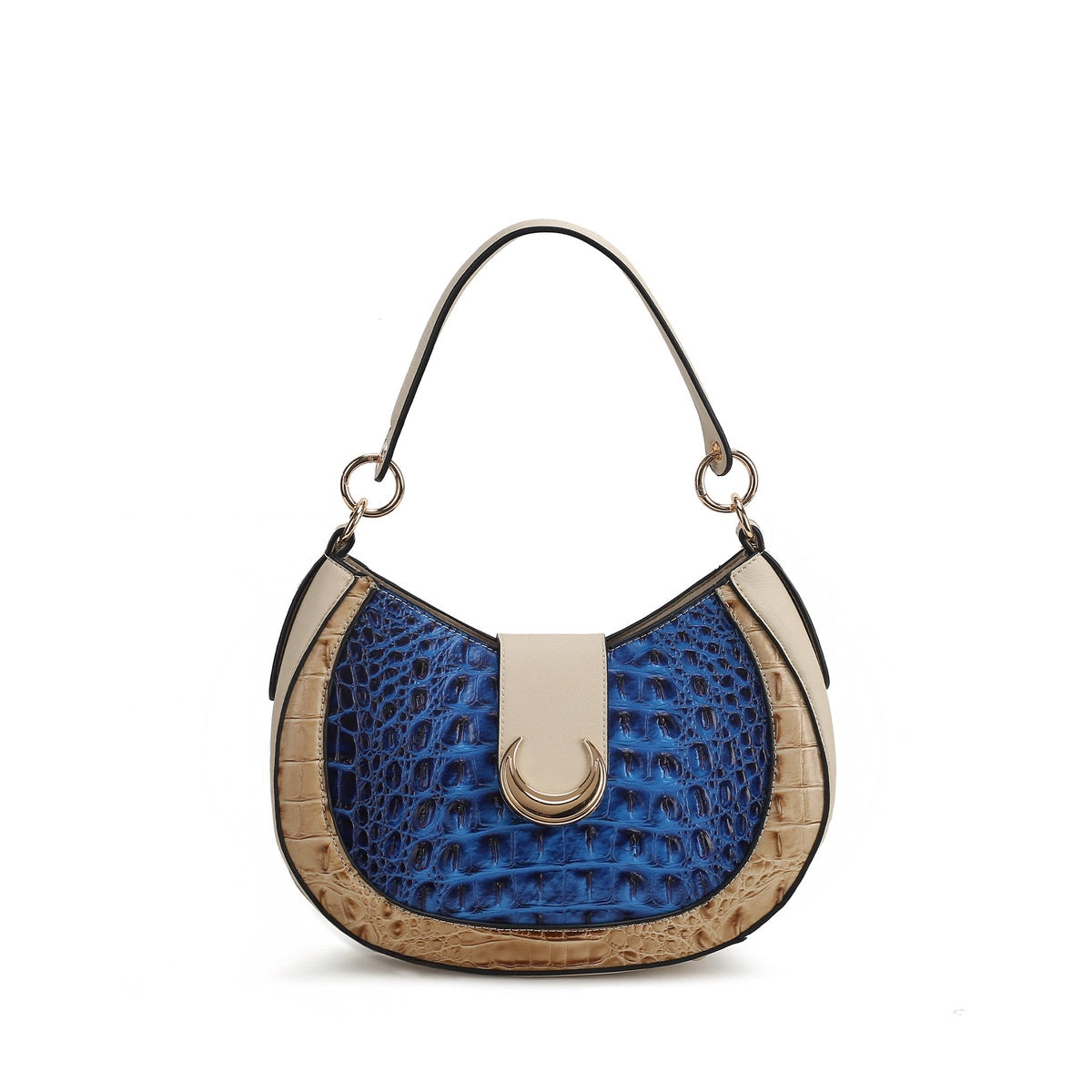  MKF Collection Jain Croc-Embossed Shoulder Bag - Croco Navy - Bonton