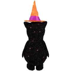 24" Lighted Black Cat in Witch's Hat Outdoor Halloween Decoration