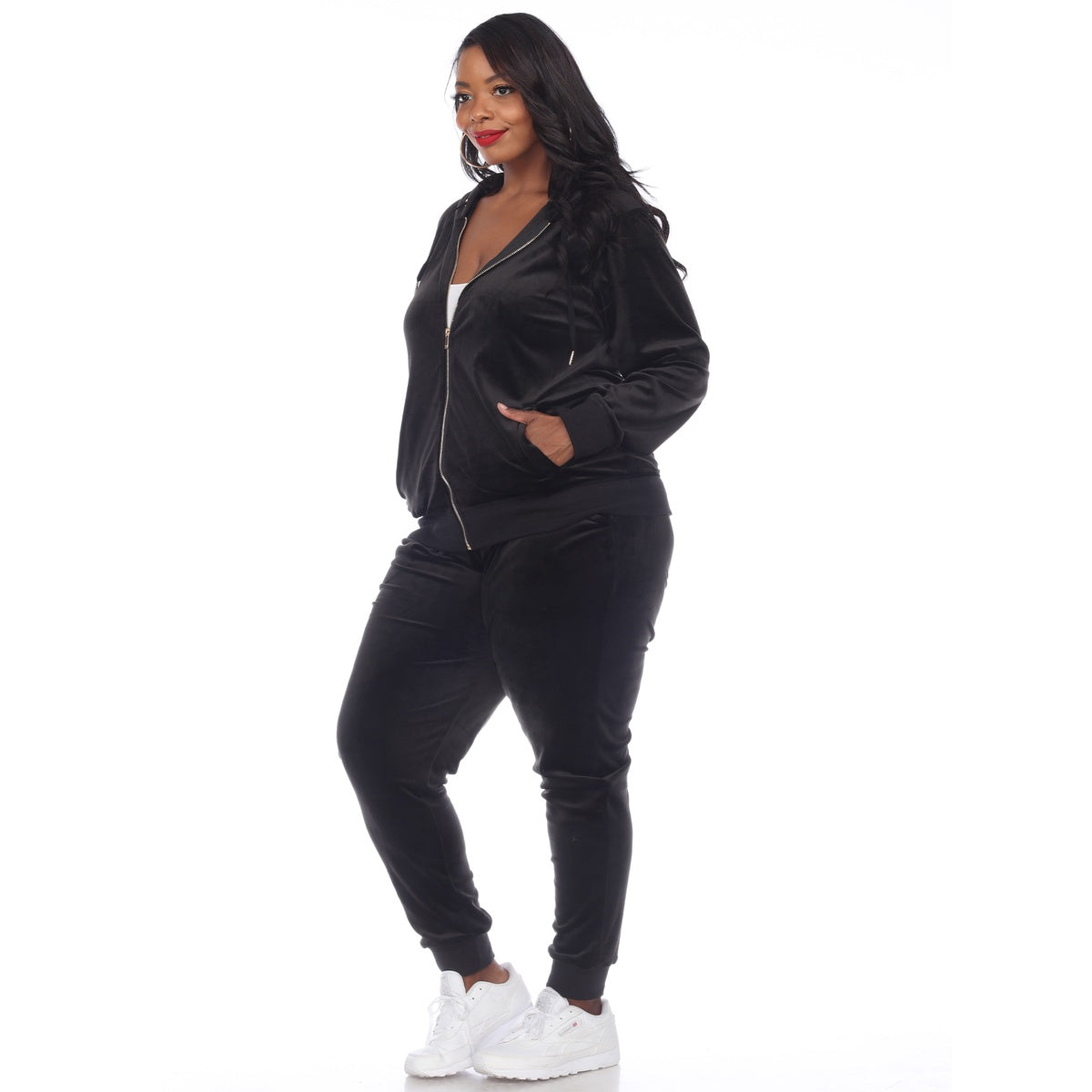  White Mark Plus Size 2 Piece Velour Tracksuit Set - 1X - Bonton