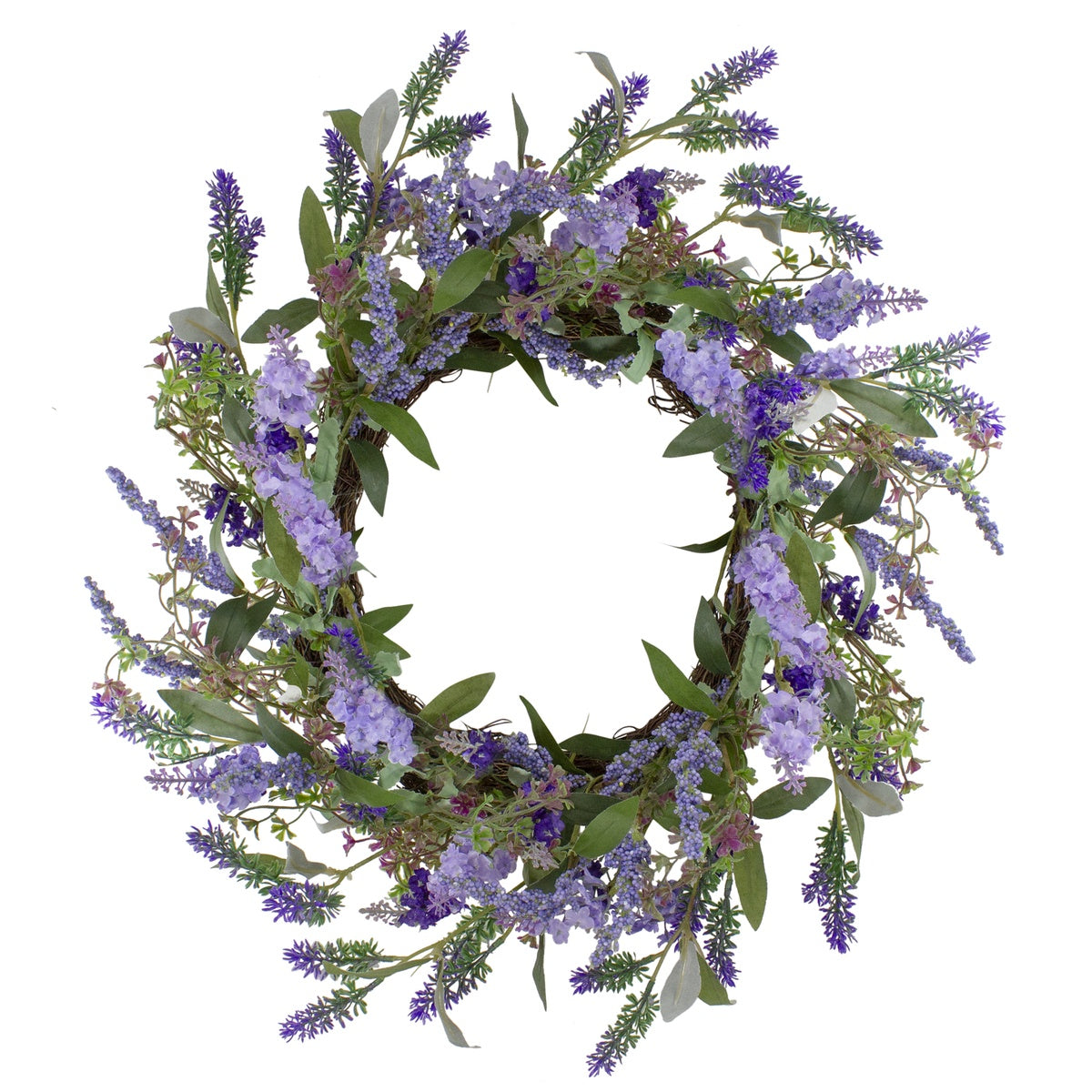  Northlight Lavender Artificial Spring Floral Wreath  Purple and Green - 18-Inch - Default Title - Bonton