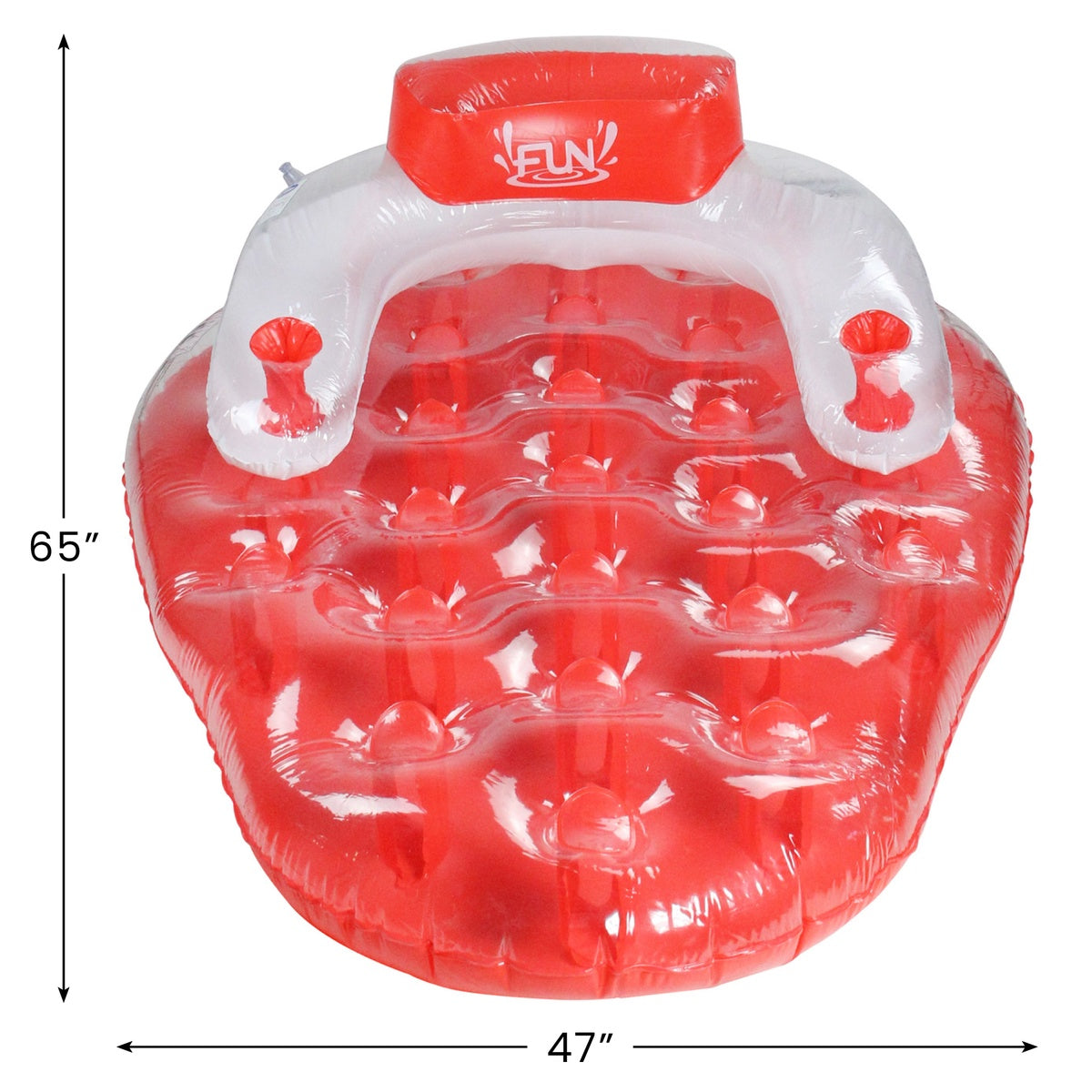  Pool Central 65'' Red and White Inflatable Strawberry Pool Water Lounge Float - Default Title - Bonton