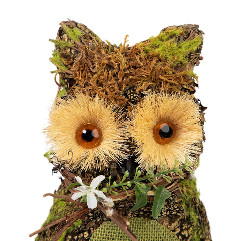 Forest Tree Owl Spring Figure - 11" - Brown and Green