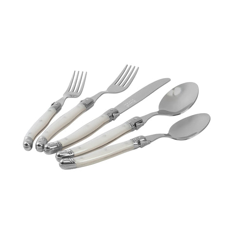 Laguiole 20 Piece Stainless Steel Flatware Set, Service for 4, Pearl White
