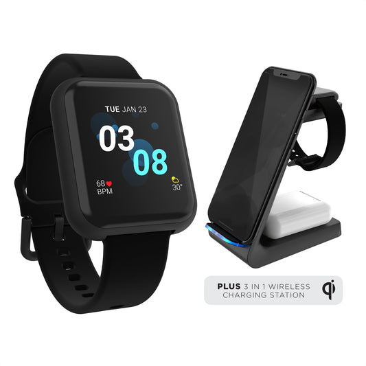 Air 3 Smartwatch Fitness Tracker Heart Rate Monitor Charging Bundle