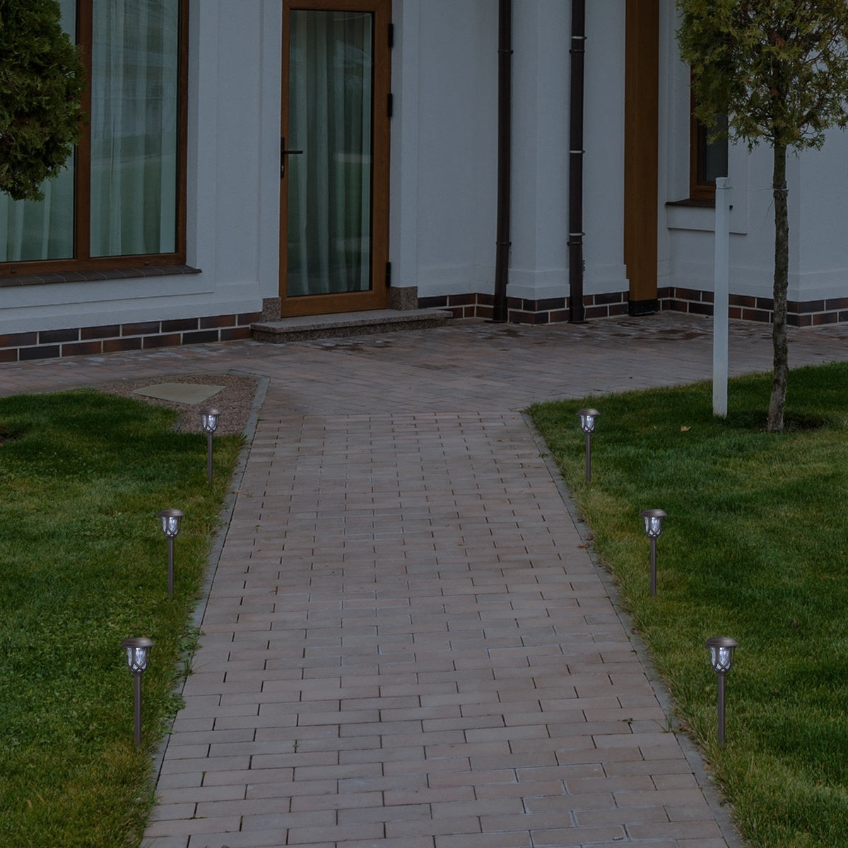  Northlight Set of 6 Black Lantern Style Solar Powered LED Pathway Markers  16.25