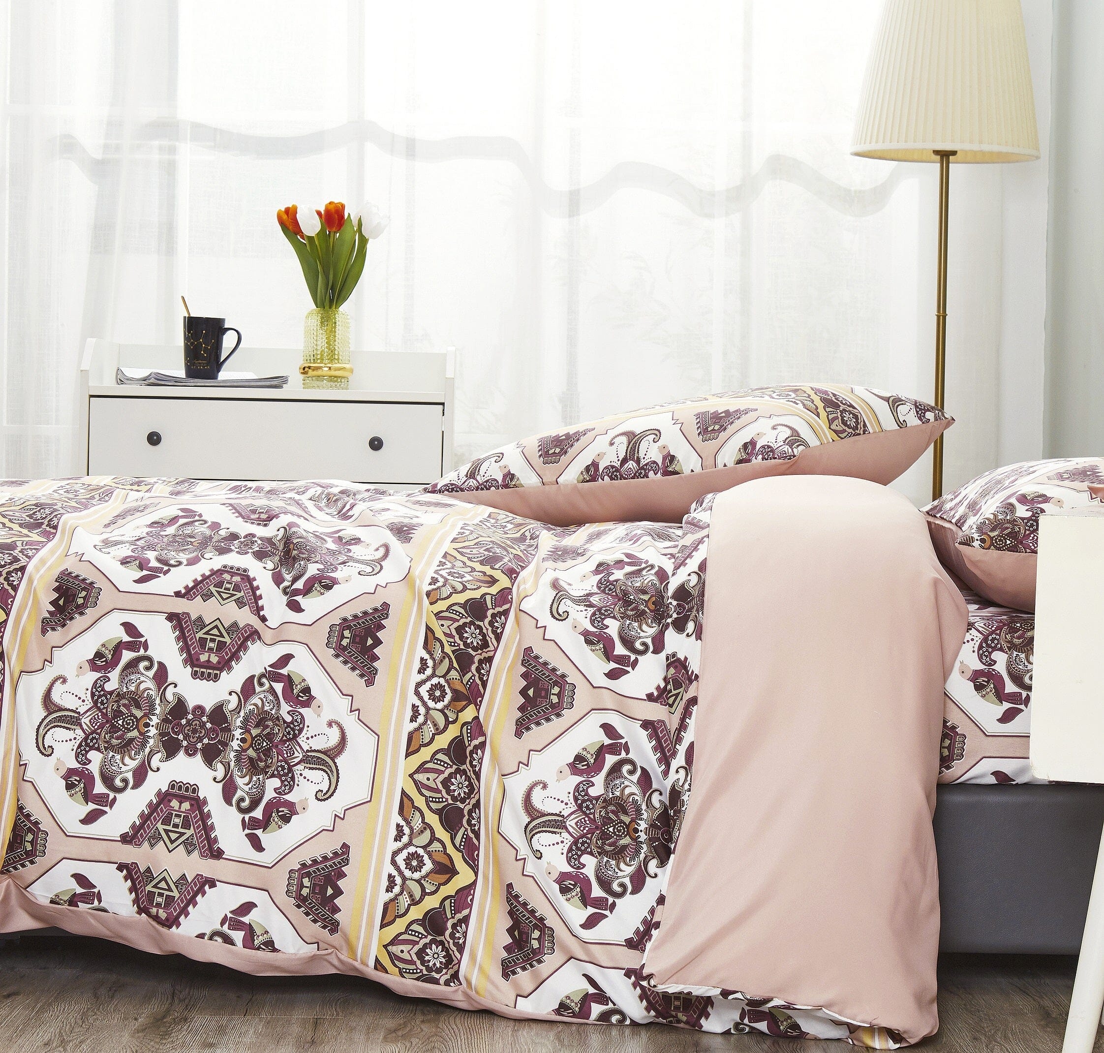  DaDa Bedding Collection DaDa Bedding Majestic Oriental Kilim Duvet Cover - w/ Pillow Cases Royal Persian Traditional Design Intricate Ornate Ornament Print by DaDa Bedding Collection - Twin - Bonton