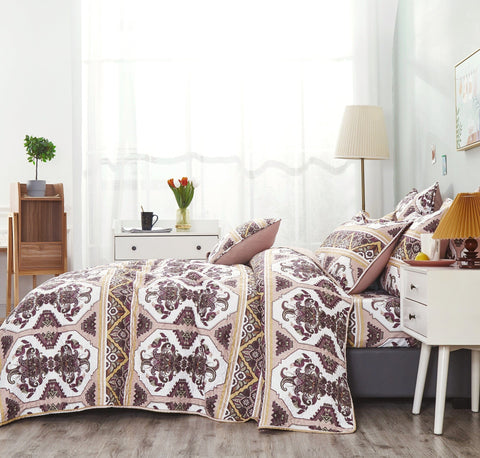 DaDa Bedding Majestic Oriental Kilim Bedspread - Royal Persian Traditional Design Intricate Ornate Ornament Print Coverlet w/ Shams by DaDa Bedding Collection