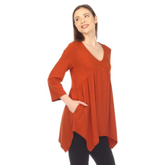 Women's Empire Waist V-Neck Tunic Top