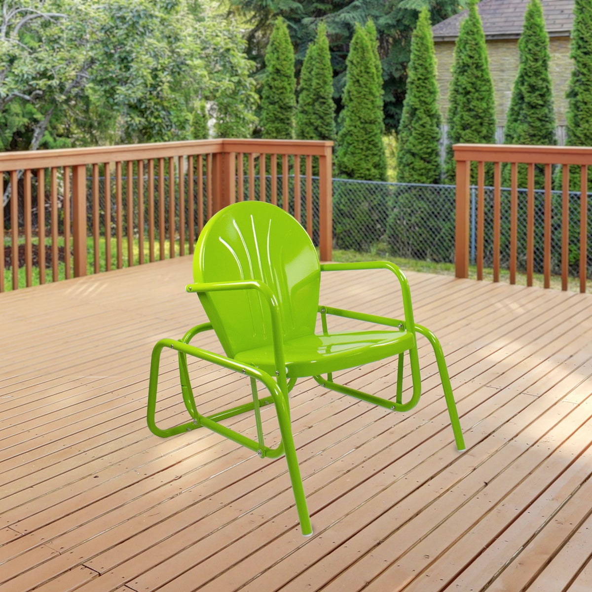  Northlight Outdoor Retro Metal Tulip Glider Patio Chair  Lime Green - Lime Green - Bonton