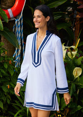 White/Navy Terry Tunic