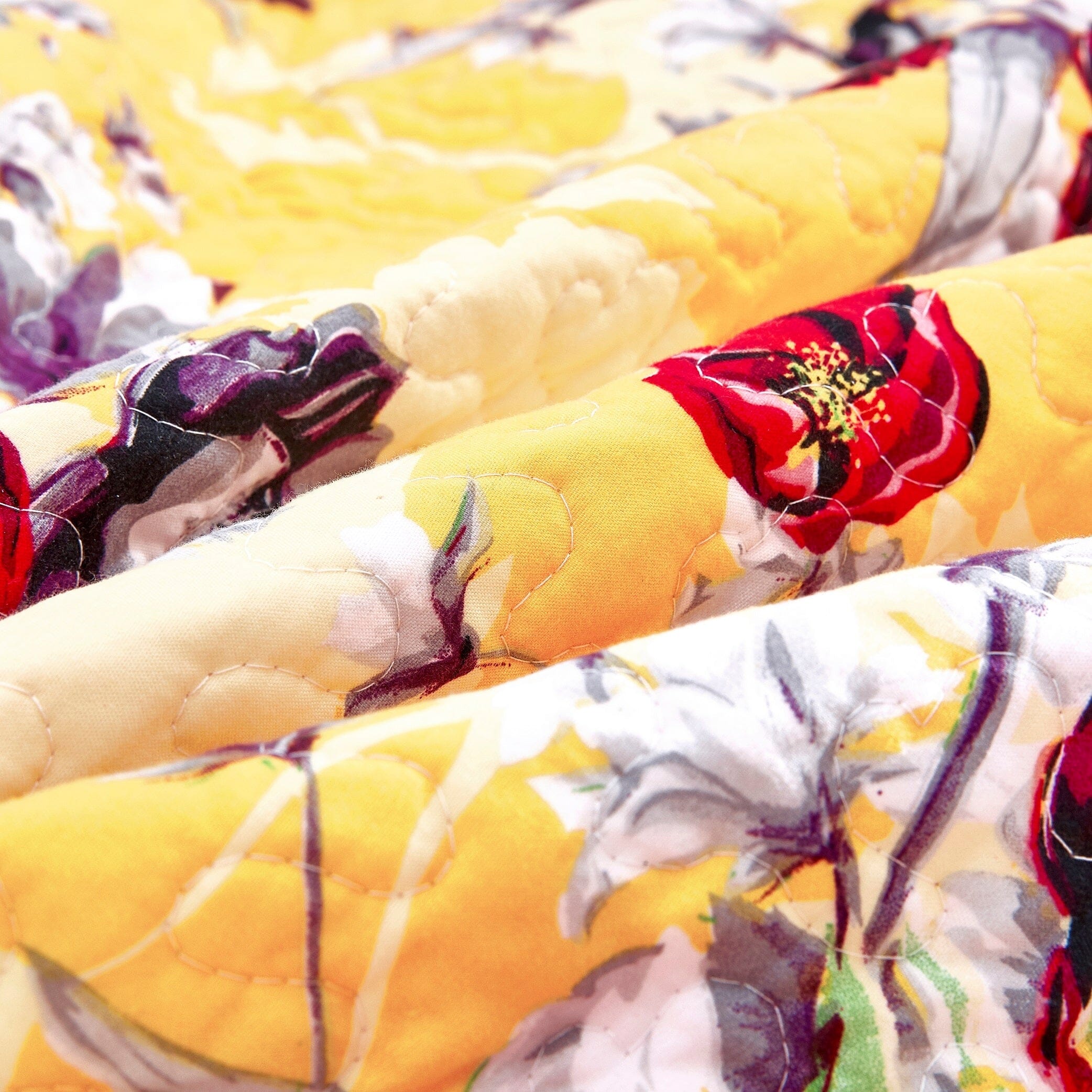  DaDa Bedding Collection DaDa Bedding Yellow Floral Quilted Throw Blanket - Hummingbirds Farmhouse Red Flowers for Couch, Sofa or Bed- Scalloped Edges - 50 x 60 by DaDa Bedding Collection - Default Title - Bonton