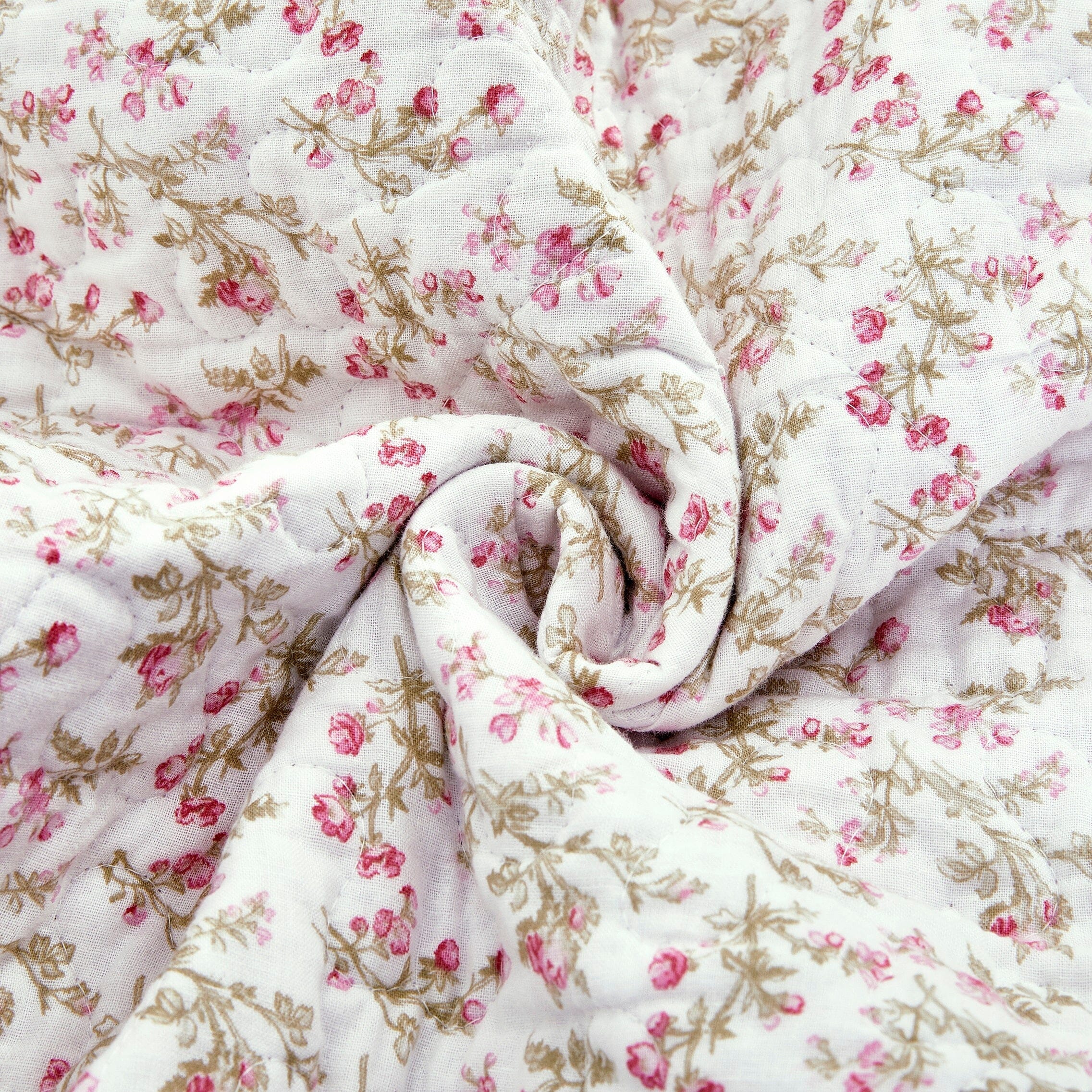  DaDa Bedding Collection DaDa Bedding Cotton Cottage Floral Patchwork Quilted Throw Blanket - Reversible Hint of Mint - Ruffle Pastel Light Pink Blue/Green - 50 x 60 by DaDa Bedding Collection - Default Title - Bonton