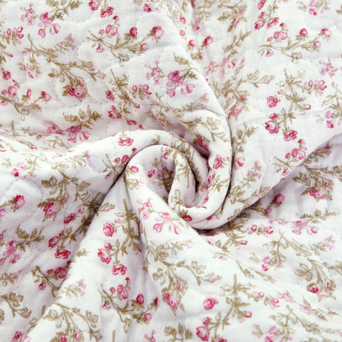 DaDa Bedding Cotton Cottage Floral Patchwork Quilted Throw Blanket - Reversible Hint of Mint - Ruffle Pastel Light Pink Blue/Green - 50 x 60 - DaDa Bedding Collection