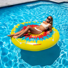 Inflatable Multicolor Tie Dye Circular Swimming Pool Float - 72"