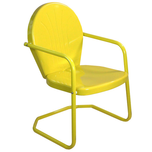 34-Inch Outdoor Retro Tulip Steel Armchair  Yellow