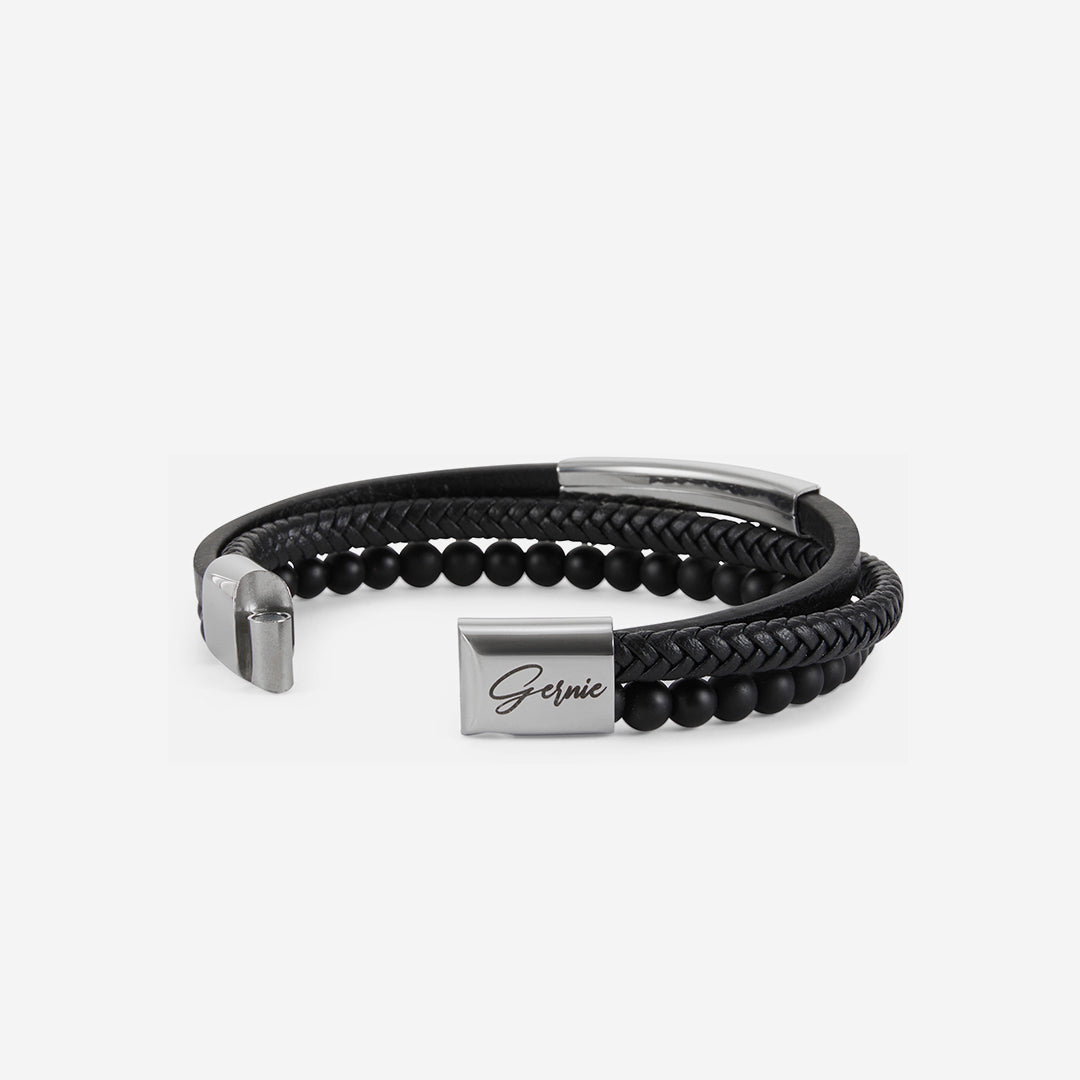  Gernie NYC Men's Genuine Leather Anaheim Bracelet - Black - Bonton